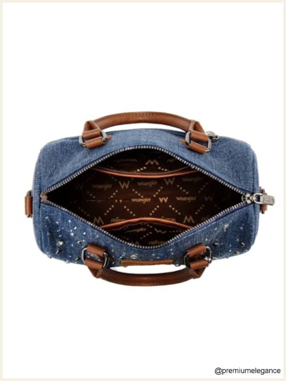 Rhinestone Denim Barrel Satchel Purse Crossbody Shoulder Bag Y2K Bling